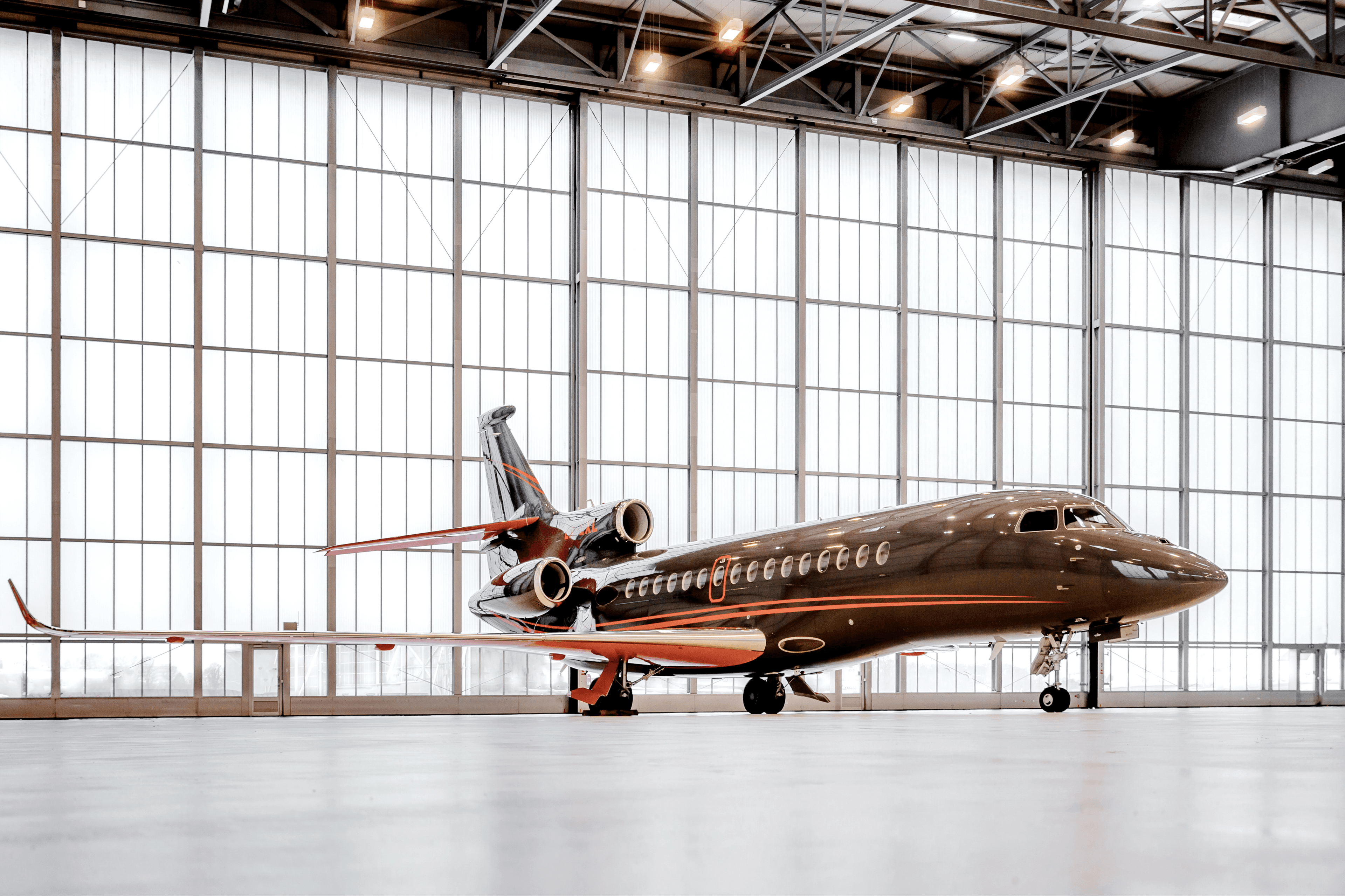Falcon 8X in hangar